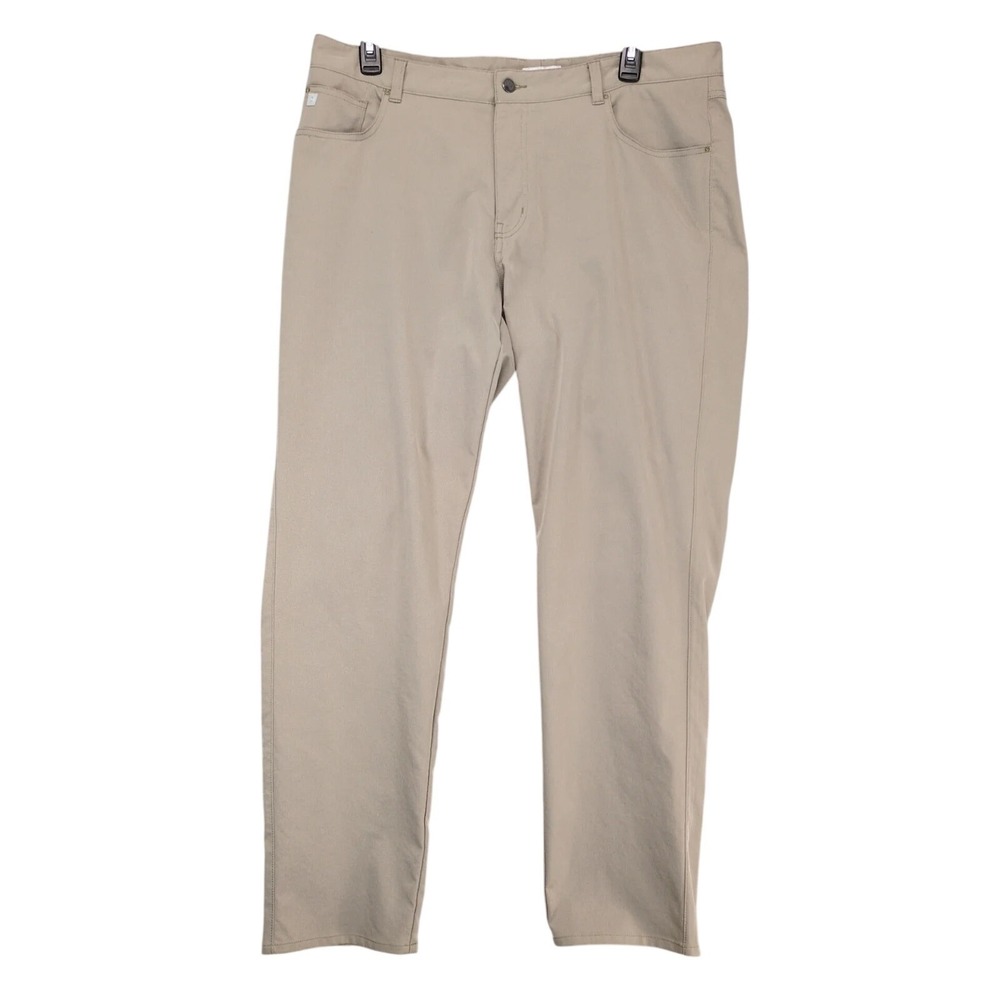 Peter Millar Beige Performance 5-Pocket Pants Mens 40x32 Golf Preppy Resort Club